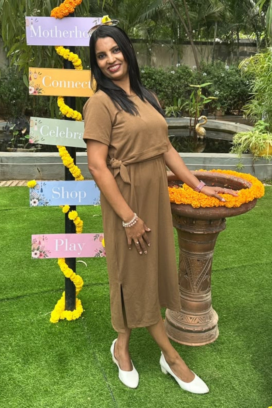 Saloni wore a Signature Jacquard Rib Dress