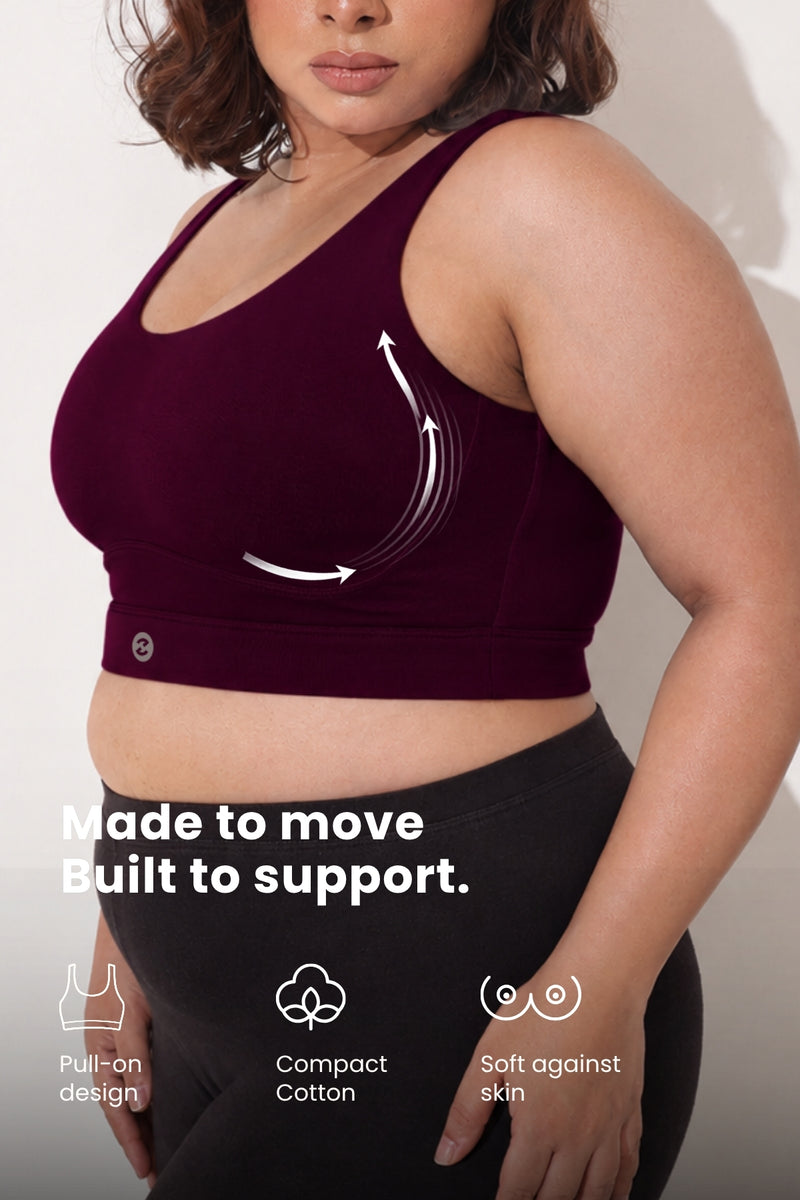 Sculpt & Lift Cotton Sports Bra - Wine