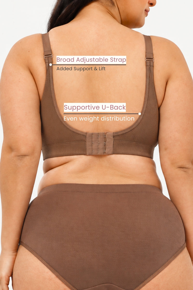 Riva Fine-Rib Cotton Feeding Bra - Mocha
