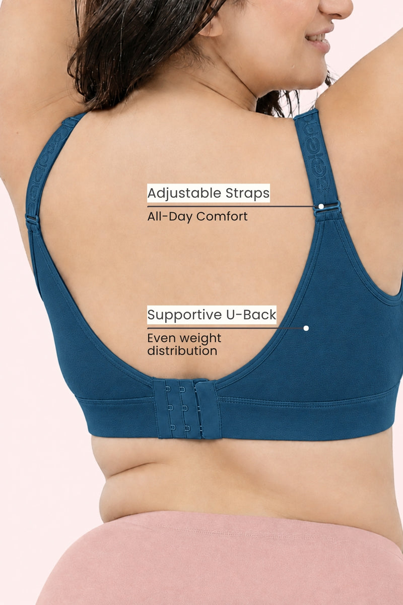 Lira Ribbed Cotton Nursing Padded Bra - Airforce