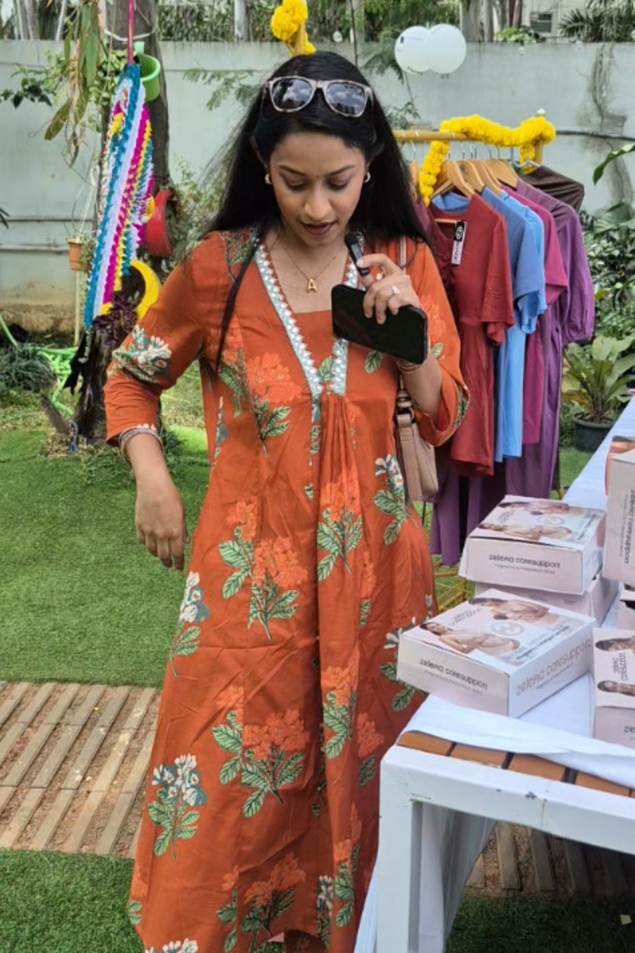 Amrutha wore a Embroidered Cotton Kurta Set