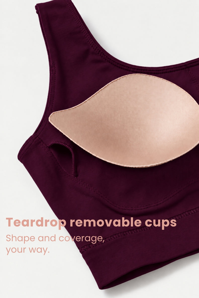 Sculpt & Lift Cotton Sports Bra - Wine