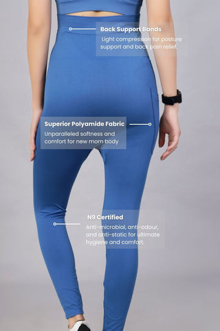 Seamless Adaptable Bump Support Federal Blue Maternity Leggings
