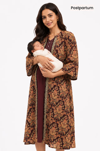 Laila – The Jewel-Tone Feeding Jacket Dress Set - Deep Royal Purple