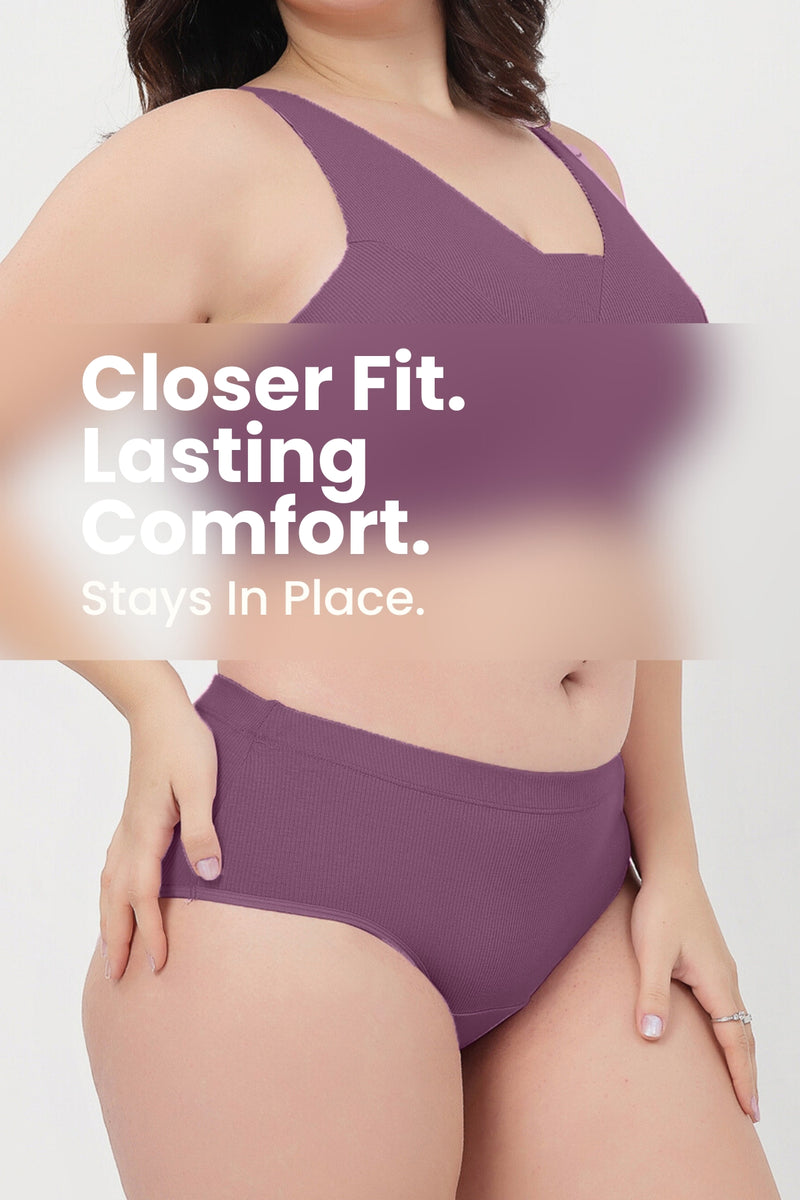 Sera Fine Rib Mid Rise Hipster - Purple