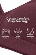 Lira Ribbed Cotton Nursing Padded Bra - Dark Berry