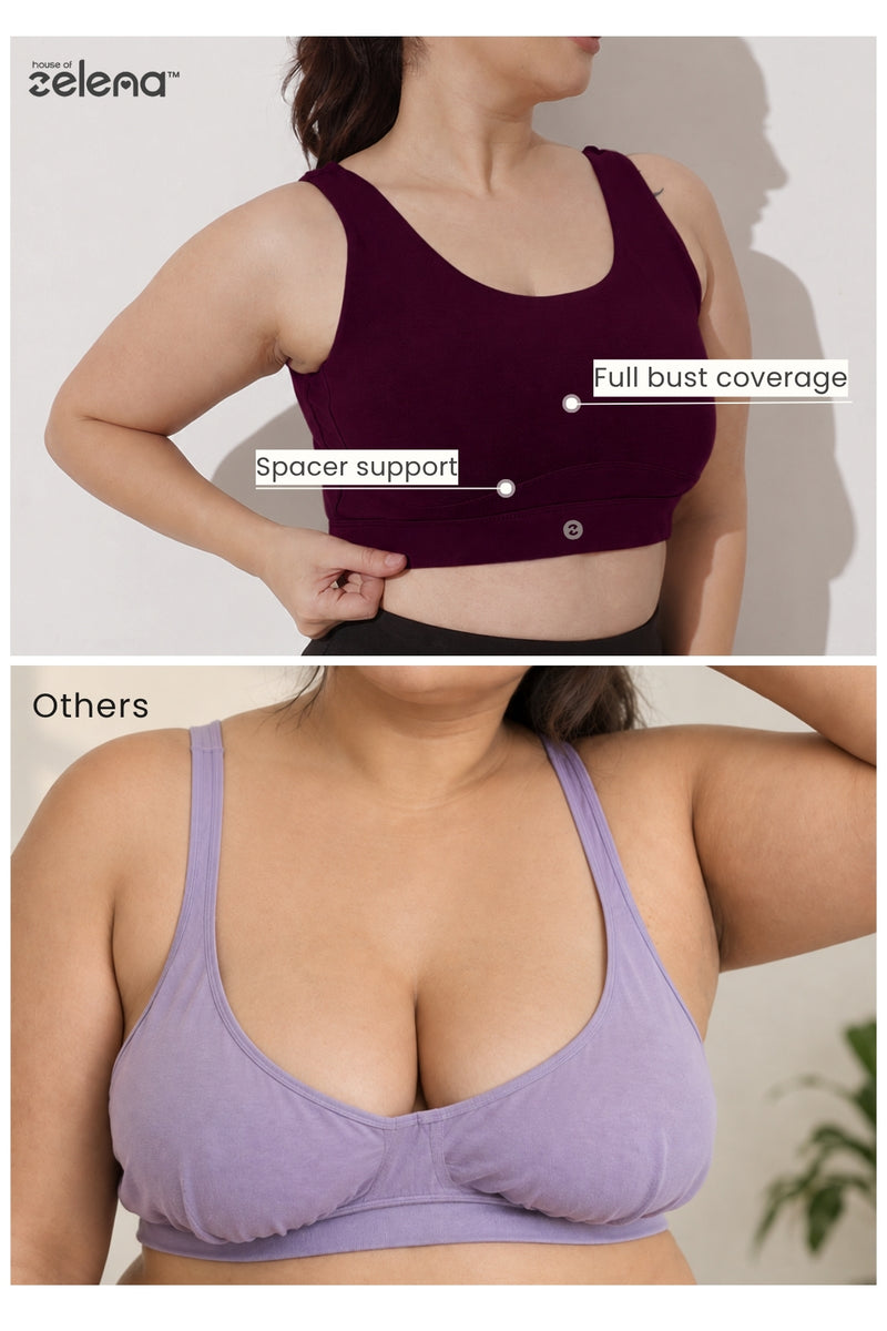 Sculpt & Lift Cotton Sports Bra - Wine