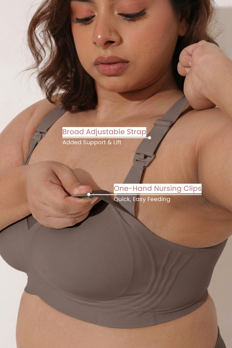 Sculpt & Lift Powermesh Nursing Bra - Chrome