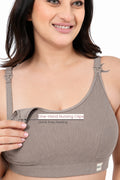 Riva Fine-Rib Cotton Feeding Bra - Dark Skin