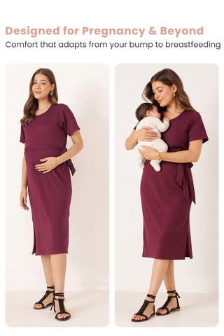 Mario Rib Zipless Feeding Dress - Wine