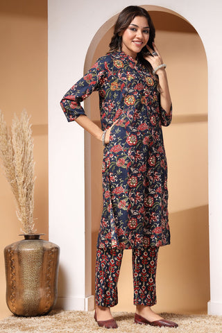 Midnight Bloom Maternity and Feeding Friendly Kurta Set