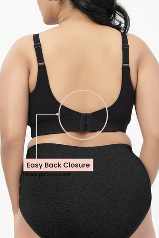 Riva Fine-Rib Cotton Feeding Bra - Black