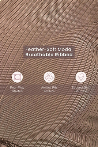 Sera Broad Rib Bra & Mid Rise Panty Set - Mocha