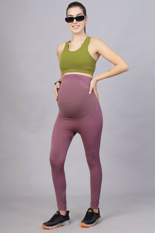 Seamless Adaptable Bump Support Wine Maternity Leggings