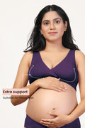 Plum Maternity Bra; clip-free construction simplifies the feeding routine.
