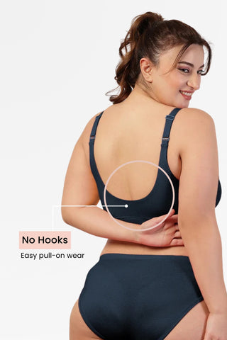247 Extra Support Cotton Feeding Bra with Adjuster - Navy Blue