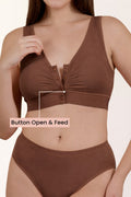 Ruched Modal Front-Open Bra - Brown