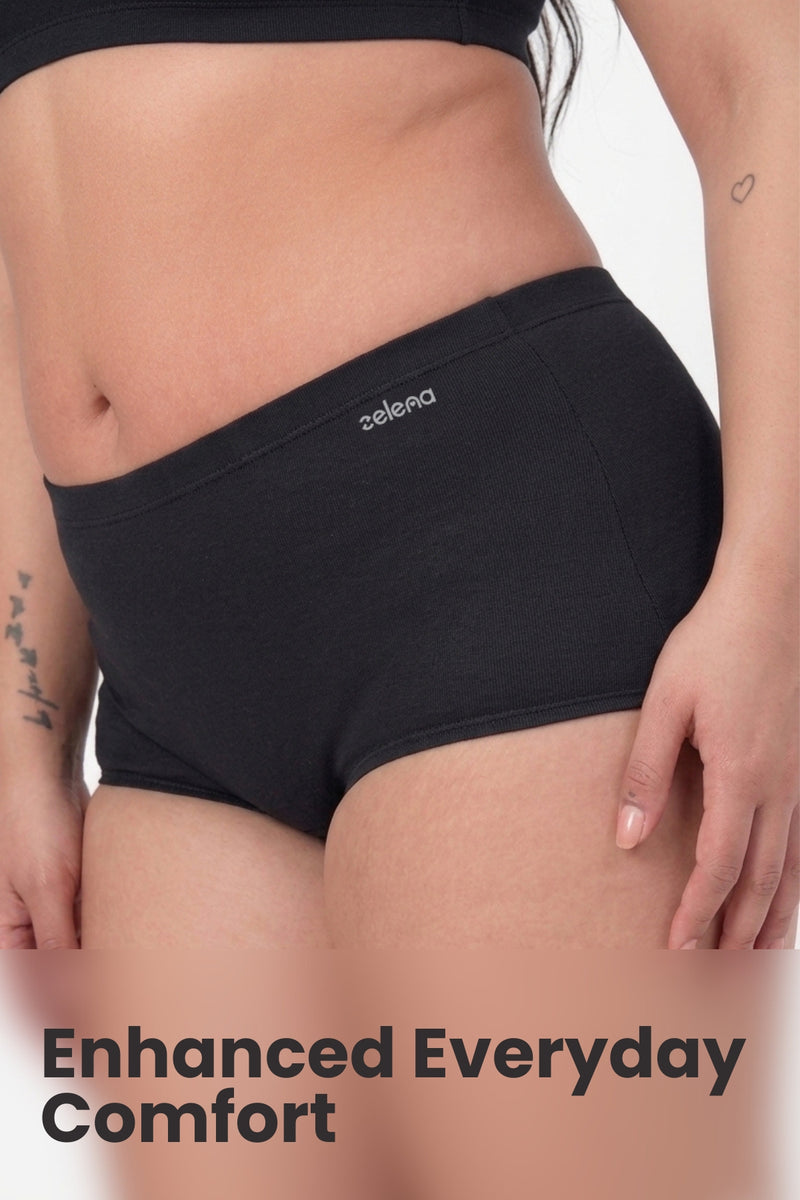Sculpting Cotton Mid Rise Boy Short - Black