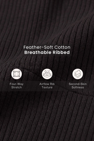 Riva Fine-Rib Cotton Feeding Bra - Black