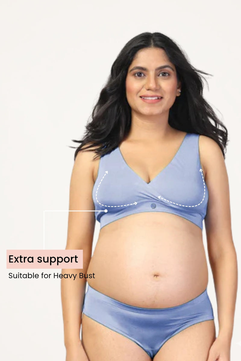 247 (Upgraded) M-Blue Modal Padded Maternity Feeding Bra