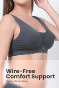 Fixed Padded Modal Maternity Bra with Support - Steel Grey