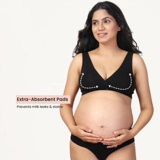 247 Black Modal Padded Maternity Feeding Bra