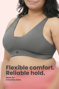 SecureFit Cotton Fixed-Pad Bra - Dark Grey