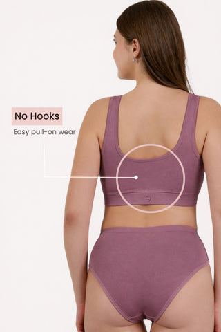 Ruched Modal Front-Open Bra - Lavender