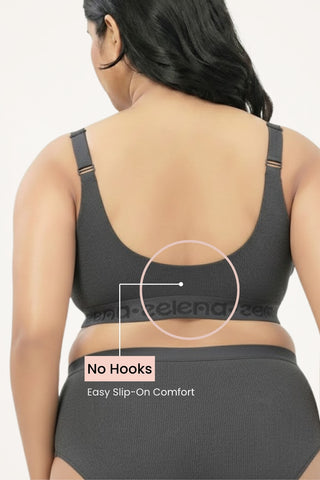 Zena Fine-Rib Bra - Grey Melange