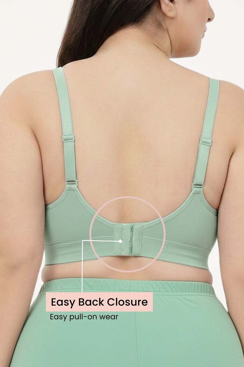 SecureFit Cotton Fixed-Pad Bra - Mint