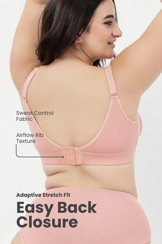 Lira Ribbed Cotton Nursing Padded Bra - Rose Gold