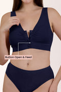 Ruched Modal Front-Open Bra - Navy
