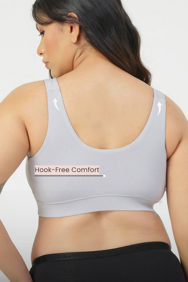 247 (Upgraded) Silver Grey Modal Padded Maternity Feeding Bra