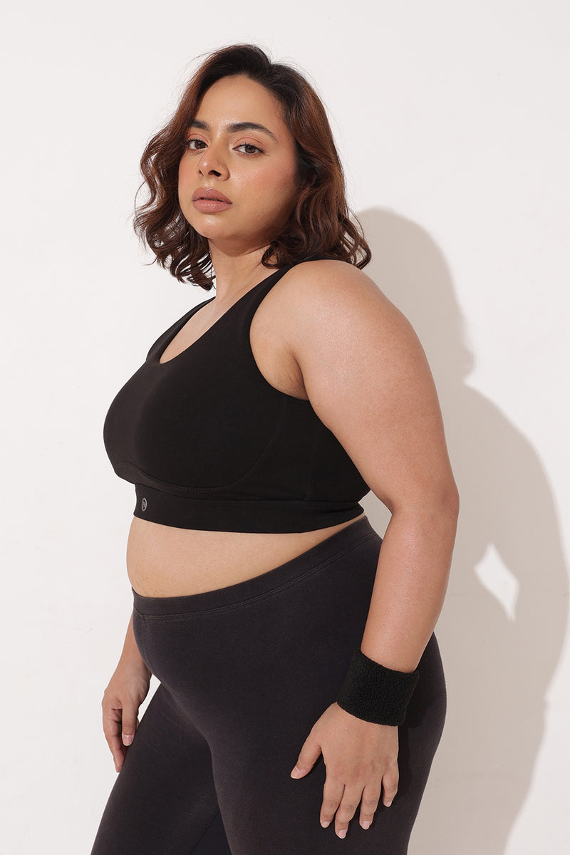 Sculpt & Lift Cotton Sports Bra - Black