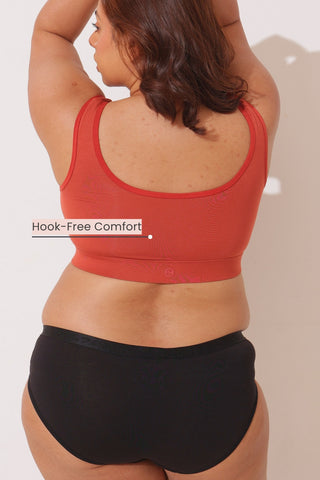 Ruched Modal Front-Open Bra with G-Hook - Rust