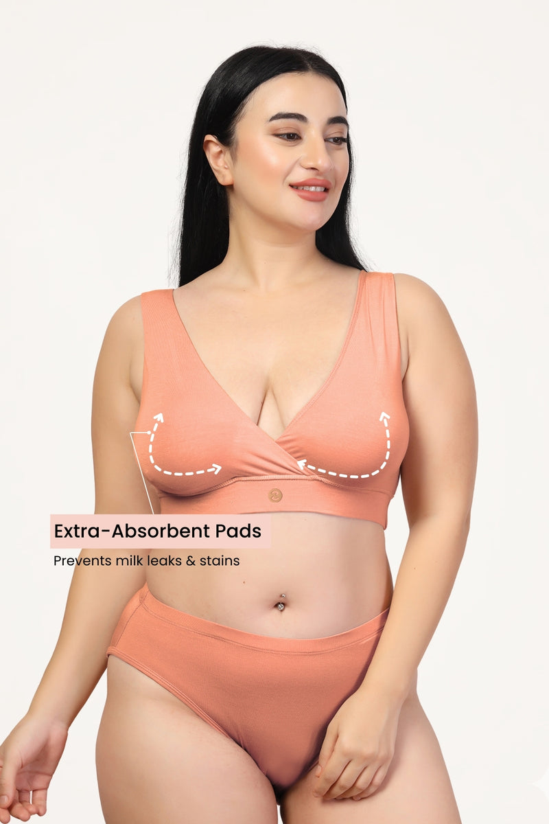 247 (Upgraded) Coral Modal Padded Maternity Feeding Bra