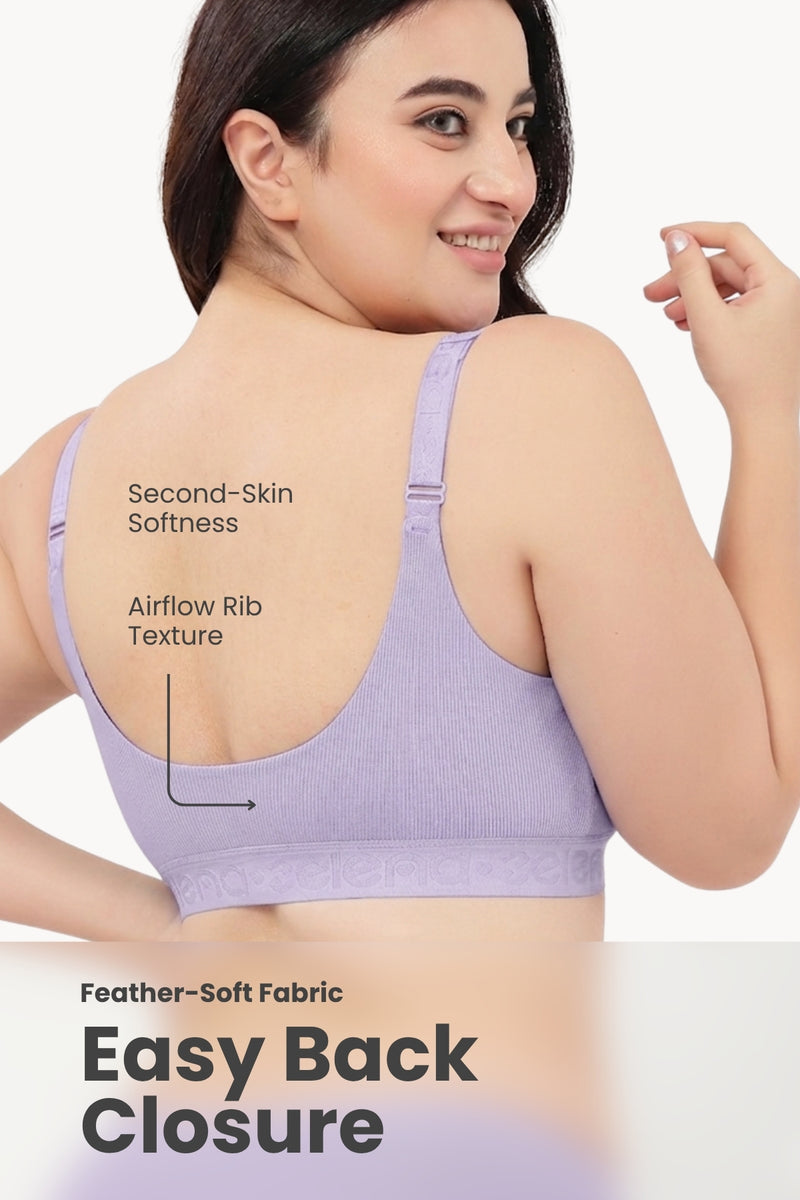 Zena Fine-Rib Bra - Lavender