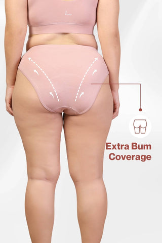 Blush Pink Maternity Panty; waist offers coverage up to the underbust line.