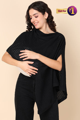 Black Ocean Waves Feeding & Nursing Cover