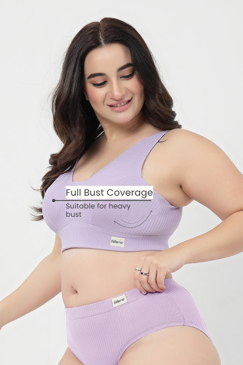 Natural Shape Wide Rib Bra - Lavender