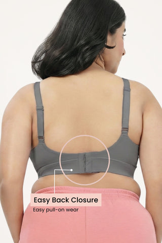 SecureFit Cotton Fixed-Pad Feeding Bra - Dark Grey