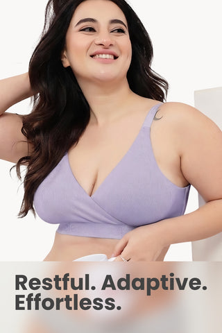 Zena Fine-Rib Bra Pack of 2 - (Lavender & Grey Melange)