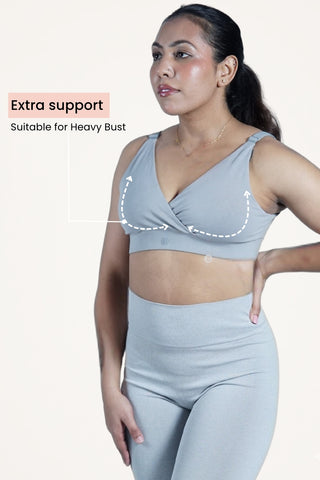 247 Extra Support Cotton Feeding Bra with Adjuster - Light Grey