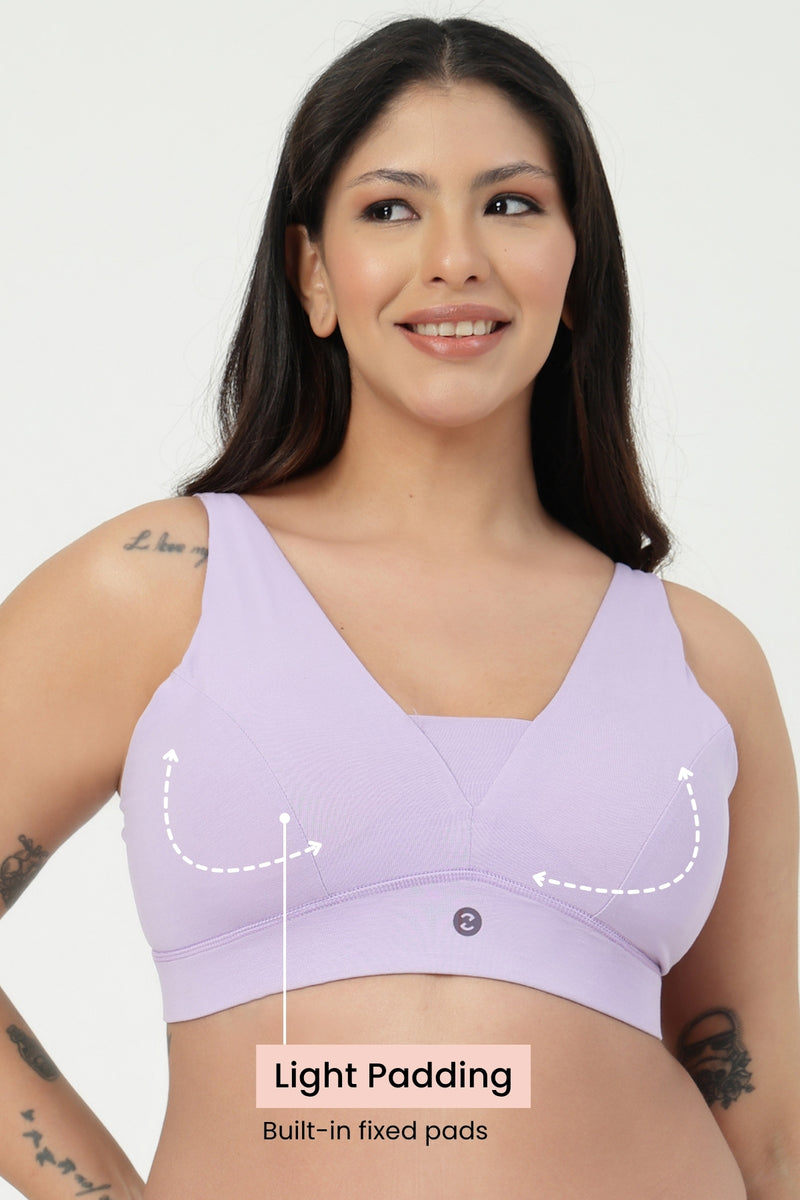 SecureFit Cotton Fixed-Pad Bra - Lavender