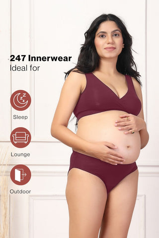 247 Maroon Padded Maternity Feeding Bra