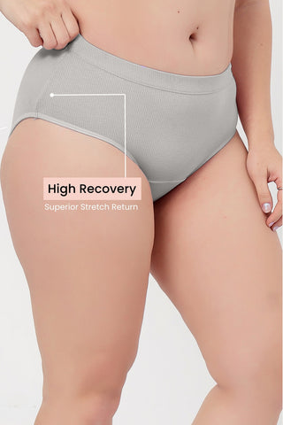 Sera Fine Rib Mid Rise Hipster - Grey Melange