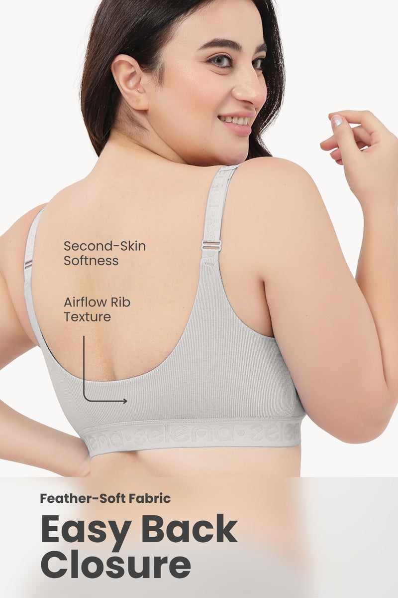 Zena Fine-Rib Bra - Grey Melange