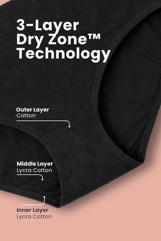 Mid-Rise Cotton Everyday Hipster (Pack of 3) (Black, Blush & Mist)