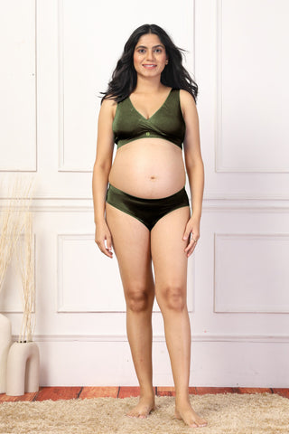 247 Army Green Modal Padded Maternity Feeding Bra