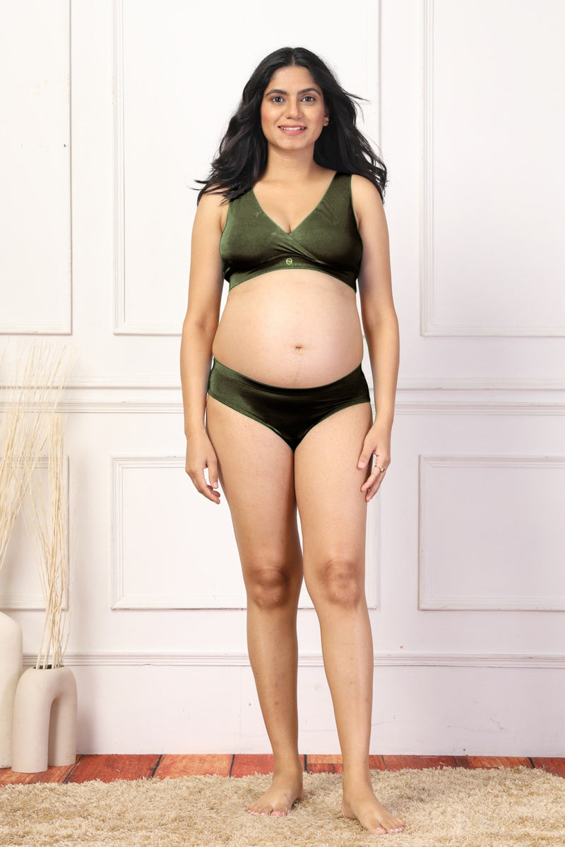 247 (Upgraded) Army Green Modal Padded Maternity Feeding Bra